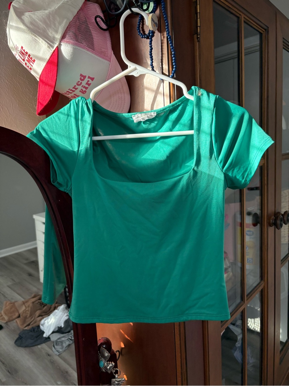 Women’s Square Neck Crop Top in Teal